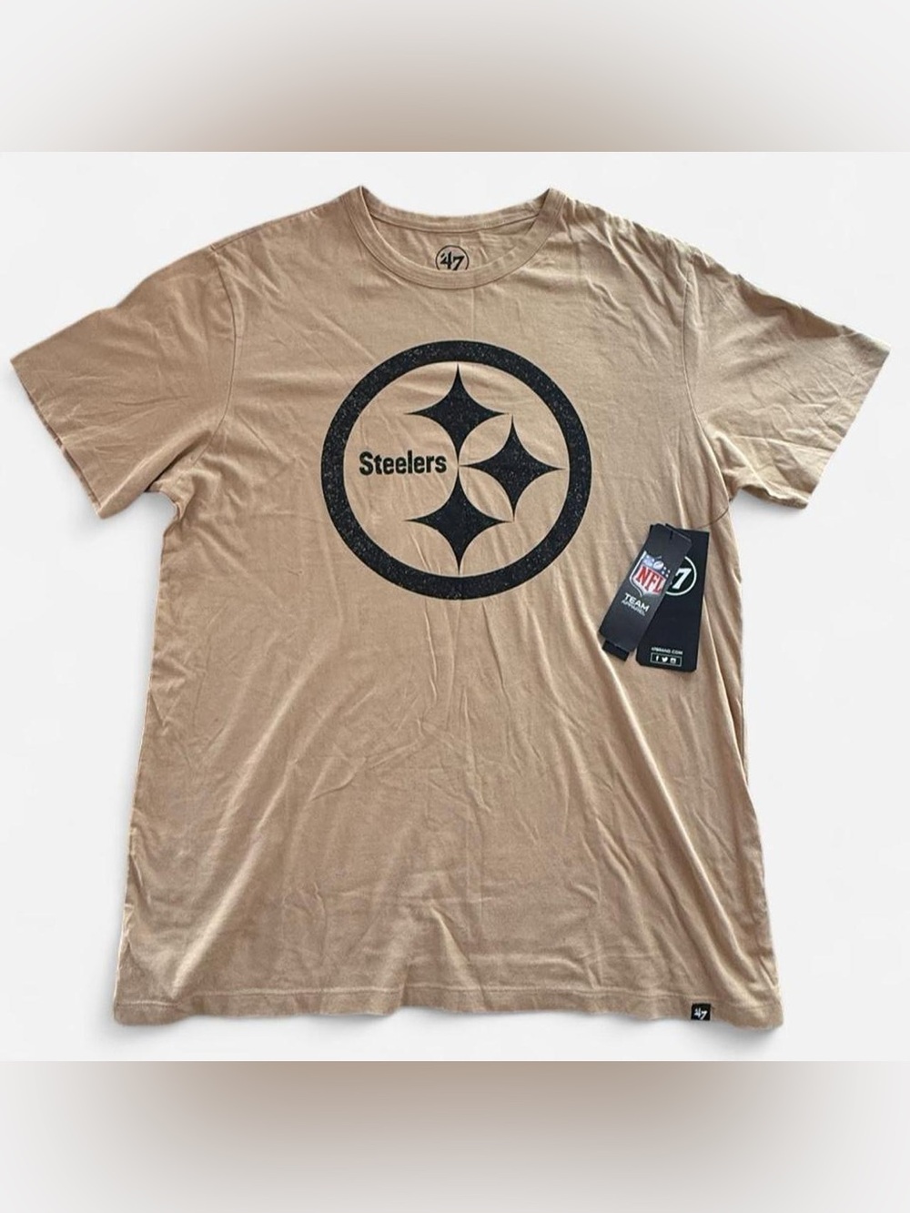 NWT '47 Brand Pittsburgh Steelers T-Shirt Mens Large Dusted Khaki Graphic Tee
